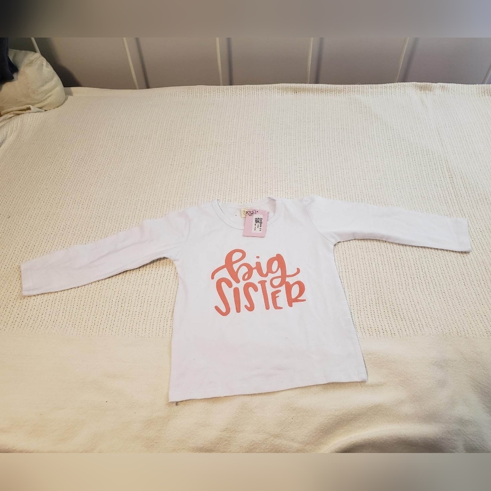 4T Big Sister long sleeve shirt white pink